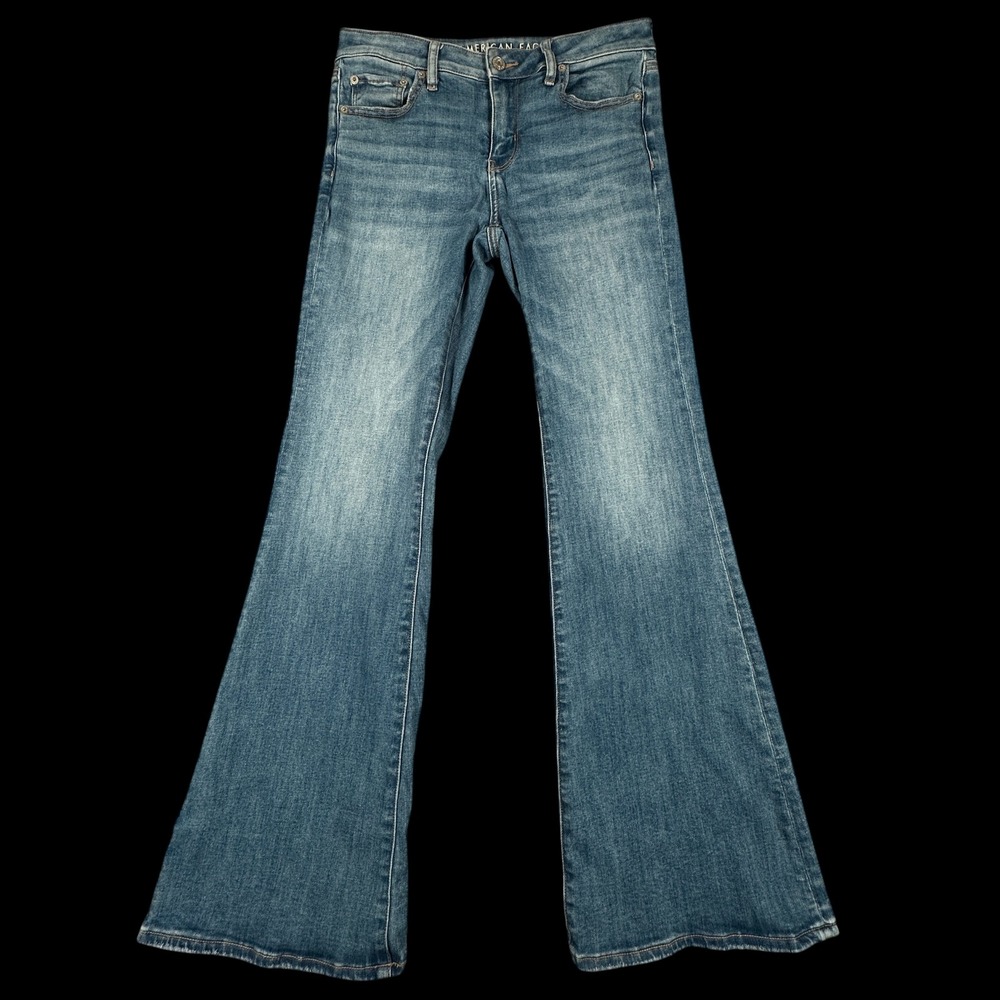 American Eagle Low Rise Flare Jeans Womens 4 Blue Next Level Stretch Y2K Denim